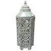 White Hexagonal Candle Lantern With Lid