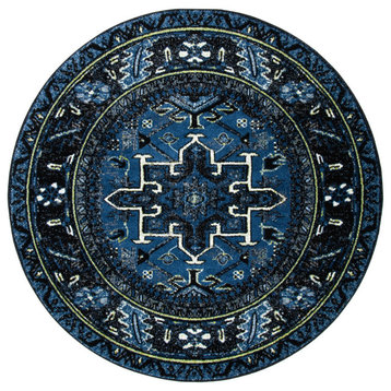 Safavieh Vintage Hamadan Vth211N Traditional Rug, Blue and Gray, 5'3"x5'3" Round