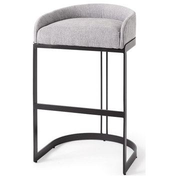 Hollyfield 20.5 x 19.7 x 32.7 Gray Fabric Seat With Gray Metal Base Bar Stool