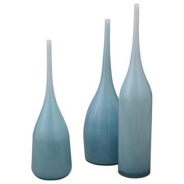 Pixie Decorative Vases in Periwinkle Blue Glass, Set Of 3