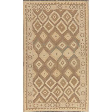 Diamond Flatweave Geometric Kilim Turkish Area Rug Vintage Design Carpet, 5X8