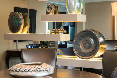 Trendy enclosed dining room photo in Denver with beige walls