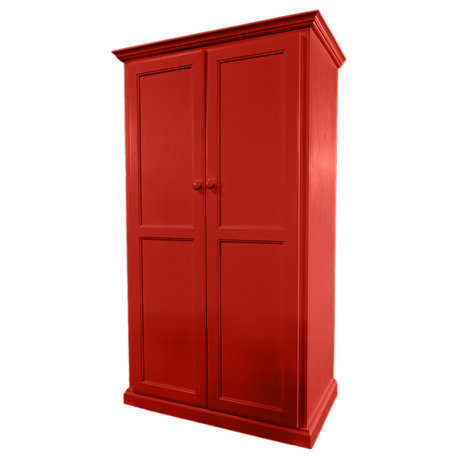 Modern Computer Armoire Desk, Persimmon Red