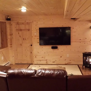 This is an example of a rustic basement in Other.