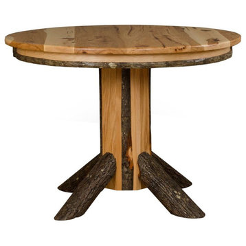 Hickory Log Pedestal Table, All Hickory, 42"
