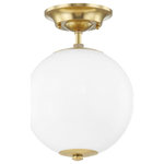 Hudson Valley Lighting - Sphere No.1 1-Light Semi Flush by Mark D. Sikes, Aged Brass - Celebrating the sphere, this piece has a classic look with fine details that provide texture and interest. Curves and circles appear throughout the seemingly effortless design, resulting in a piece radiant with beautiful simplicity. Available as a pendant, wall sconce and flush mount in two finishes.