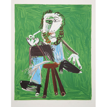 Pablo Picasso, Homme a la Pipe Assise sur un Tabouret, 3, Lithograph