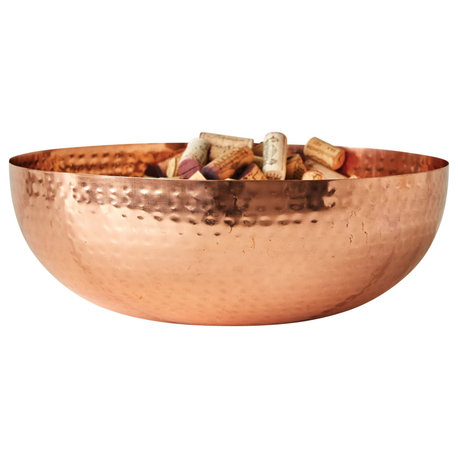 Round Hammered Metal Bowl, Copper