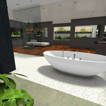 Enjoy a bath with a lush, green view!
