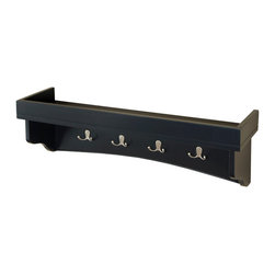 Bolton Furniture - Shaker Cottage Coat Hooks With Tray Shelf - Wall Organizers
