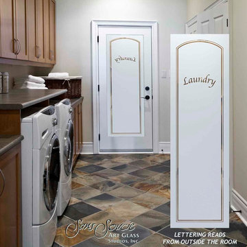 Laundry Room Door - Sandblast Frosted Glass - APPLE CHANCERY LAUNDRY