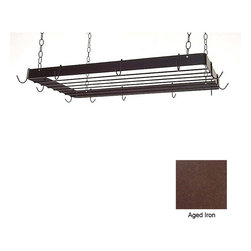 36" Butcher's Rack with Grid with 12 Hooks & Chain - Aged Iron - Pot Racks And Accessories