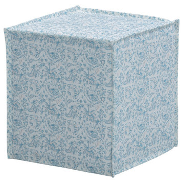 Rustic Manor Jazmyn Ottoman Upholstered, Linen, Indes Blue Ground