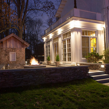 Bluestone Patio, Walls, Steps, Gas Fire Pit, Landscape Lighting