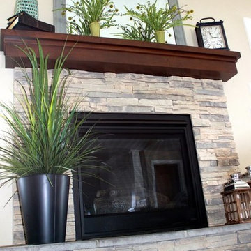 Stacked Stone Fireplace