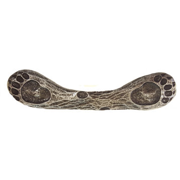 Dual Bear Track Cabinet Pull, Pewter