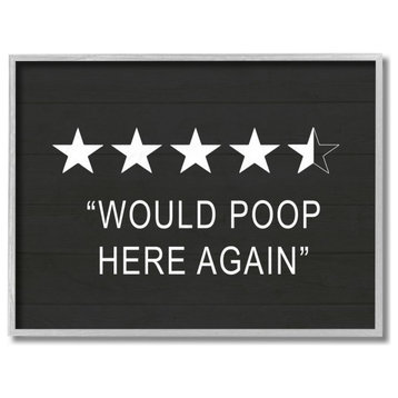 Five Star Funny Word Bathroom Black And White Design, 11"x14"