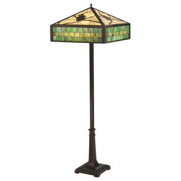 64.5H Green Pine Branch Mission Floor Lamp