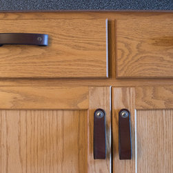 Kitchen Island Turned Kitchenette with Leather Drawer Pulls - Cabinet And Drawer Handle Pulls