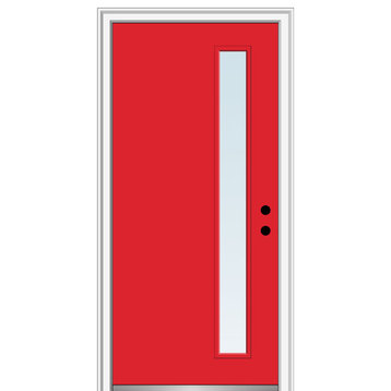 30 in.x80 in. 1 Lite Clear Left-Hand Inswing Painted Steel Door