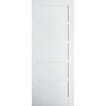 JELD-WEN - Moda 5-Panel Interior Door, 83.8x198.1 cm - This elegant door from Jeld-Wen boasts a striking five-panel design. Measuring 83.8 by 198.1 centimetres, this interior door is characterised by a white primed finish and clean, modern line, effortlessly complementing an array of decor styles. Jeld-Wen is driven by sustainability, innovation and efficiency, offering an extensive range of windows, doors and stairs to enhance your home.