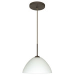 Besa Lighting - Besa Lighting 1JT-420107-LED-BR Tessa - One Light Cord Pendant with Flat Canopy - Tessa has a classical bell shape that complementsTessa One Light Cord Bronze White Glass *UL Approved: YES Energy Star Qualified: n/a ADA Certified: n/a  *Number of Lights: Lamp: 1-*Wattage:75w A19 Medium base bulb(s) *Bulb Included:No *Bulb Type:A19 Medium base *Finish Type:Bronze