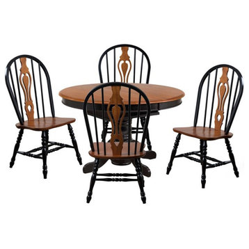 Sunset Trading Selections 5PC Round/Oval Butterfly Dining Set Black/Cherry Wood