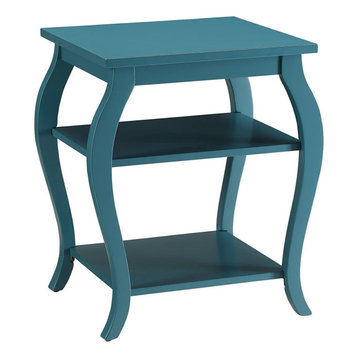 End Table with 2 Lower Shelves, Teal