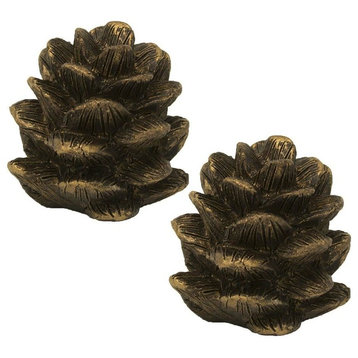 Urbanest Set Of 2 Pinecone Lamp Finial, 1 3/4", Bronze With Gold