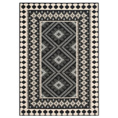 World Rug Gallery Bohemian Bordered Indoor/Outdoor Flatweave Waterproof Backyard Patio Area Rug - Gray - 2'x7' Runner