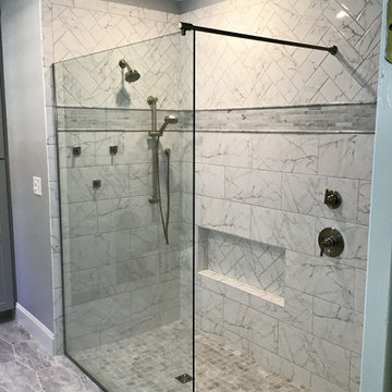 Master Bathroom with Marble Zero Entry Shower