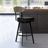 Frisco 26" Counterstool, Matte Black  With Black Faux Leather & Gray Walnut