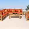 Benson 9 Piece Acacia Outdoor Patio Seating Set, Tikka Orange