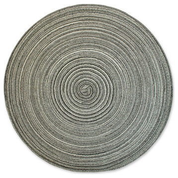 DII Variegated Black Round Polypropylene Woven Placemat, Set of 6