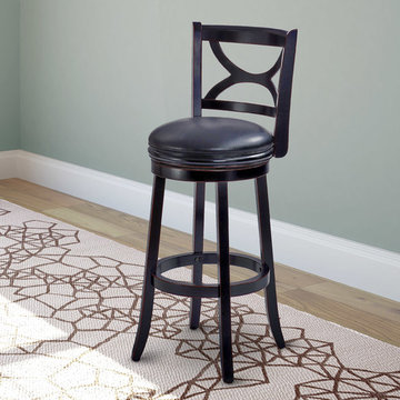 Woodgrove Scroll Back Design 43" Wood Barstool, Cappuccino And Black Leatherette