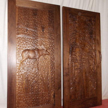 Black Walnut Wood Carved Doors