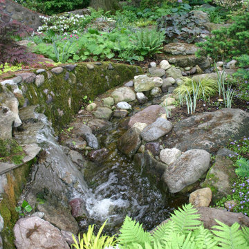 WATERFALL, STREAM, FISH POND
