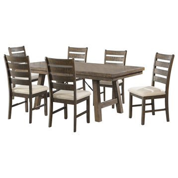 Dex 7-Piece Dining Set, Table, 6 Ladder Side Chairs