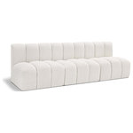 Meridian Furniture - Arc Boucle Fabric Upholstered 3-Pc. Modular Sofa, Cream - Give your living room or den the perfect blend of style and versatility with this Arc boucle fabric curved modular Sectional. Part of the Arc modular furniture collection, this Sectional comes upholstered in rich cream boucle fabric and features deep channel tufting that adds a touch of luxury while enhancing comfort and support. A seamless combination of form and function, this chair can be used with other Arc pieces to create a myriad of configurations in your well-curated room.