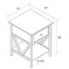 Rustic V-Frame 1-Drawer End Table Set in Gray/White Wash