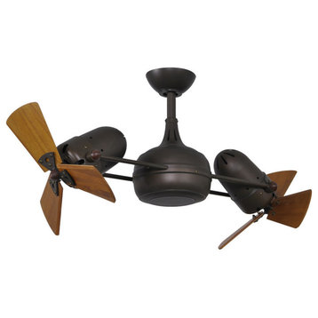 Dagny Rotational Ceiling Fan, Textured Bronze, Mahogany Tone Blades