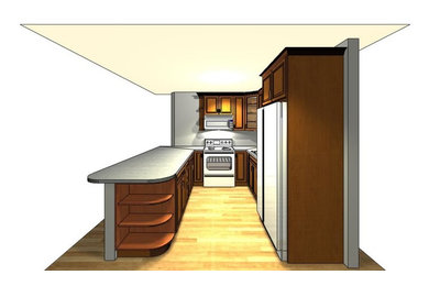 2018 Out projet in 3D Designs. Kitchen - Island - Bathroom