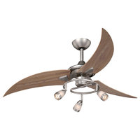 Indoor Ceiling Fans 3 Light Fixtures W/ Brushed Nickel Steel GU10 48" 150 Watts