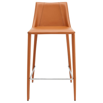 Rich Terra Cotta Faux Leather Counter Stool