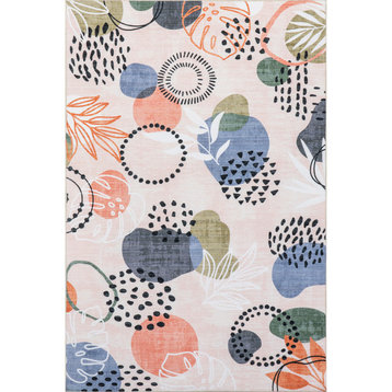 nuLOOM Delmy Abstract Floral Indoor/Outdoor Washable Area Rug, Multi 8' x 10'