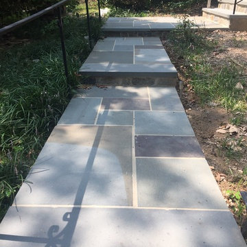 2 Inch Thermal Cut Flagstone Walkway in Silver Spring MD with Iron Railing