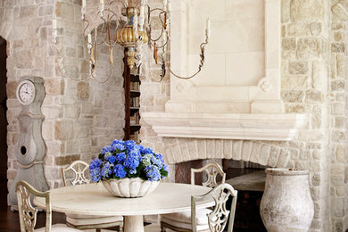 Dining room - shabby-chic style dining room idea in Houston