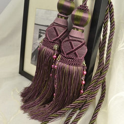 9 Colors QYM44 Polyester Curtain Tassel Tie Backs in Purple Color - Window Treatment Accessories