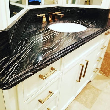 Zebra Wood Marble Bathroom Vanity Counter Top