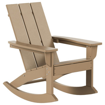 Parkdale Outdoor HDPE Plastic Adirondack Rocking Chair in Weathered Wood